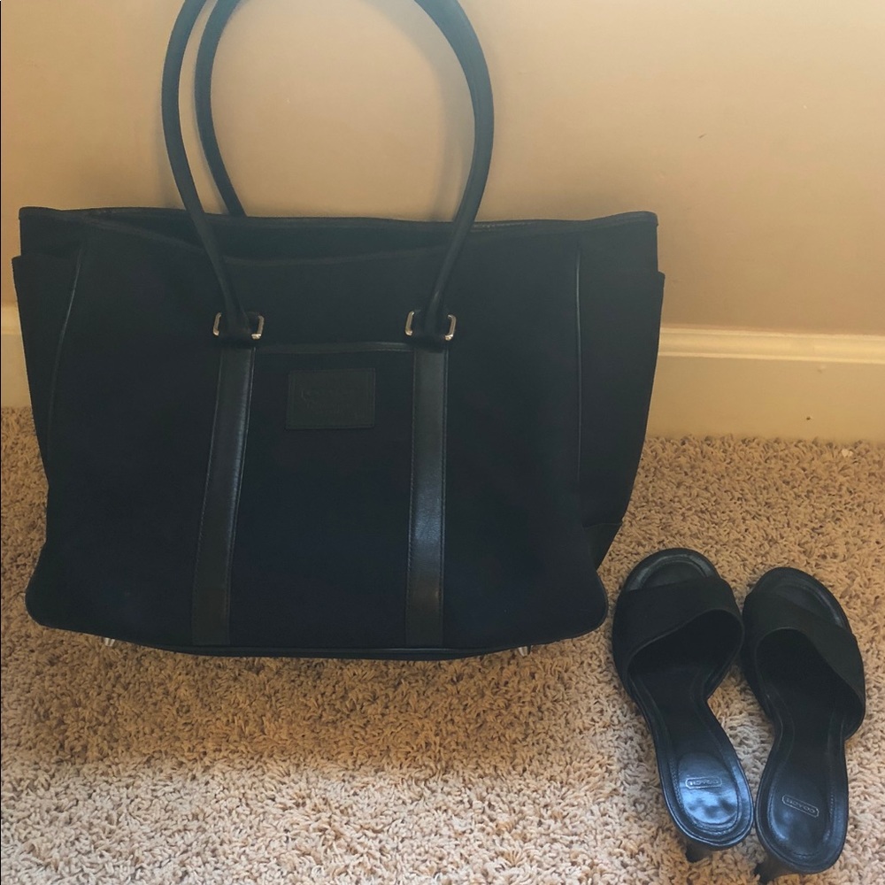 Large Coach Tote and sandals